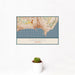 12x18 Cannes France Map Print Landscape Orientation in Woodblock Style With Small Cactus Plant in White Planter