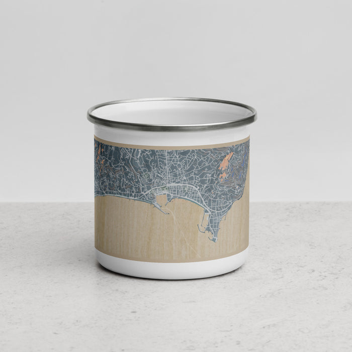 Front View Custom Cannes France Map Enamel Mug in Afternoon