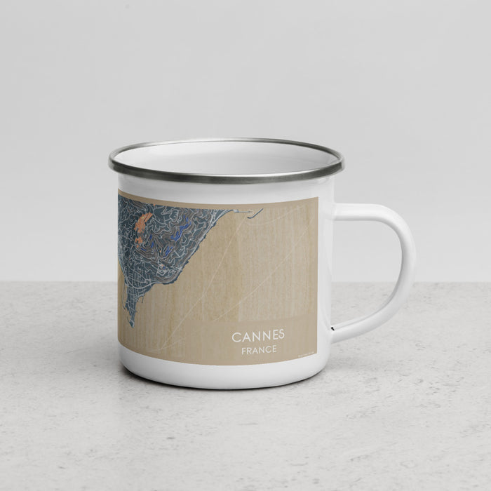 Right View Custom Cannes France Map Enamel Mug in Afternoon