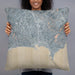 Person holding 22x22 Custom Cannes France Map Throw Pillow in Afternoon