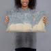 Person holding 20x12 Custom Cannes France Map Throw Pillow in Afternoon