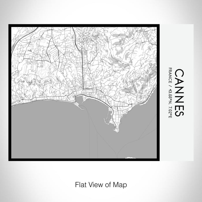 Rendered View of Cannes France Map on 20oz Stainless Steel Insulated Bottle with Bamboo Top with printed classic style map