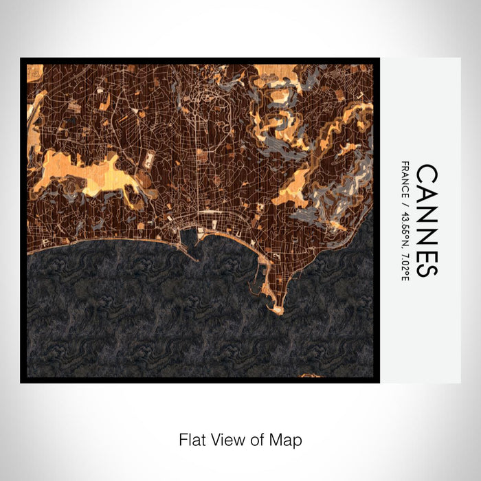 Rendered View of Cannes France Map on 20oz Stainless Steel Insulated Bottle with Bamboo Top with printed ember style map