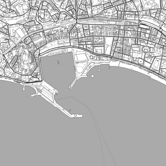 Cannes France Map Print in Classic Style Zoomed In Close Up Showing Details