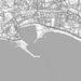 Cannes France Map Print in Classic Style Zoomed In Close Up Showing Details