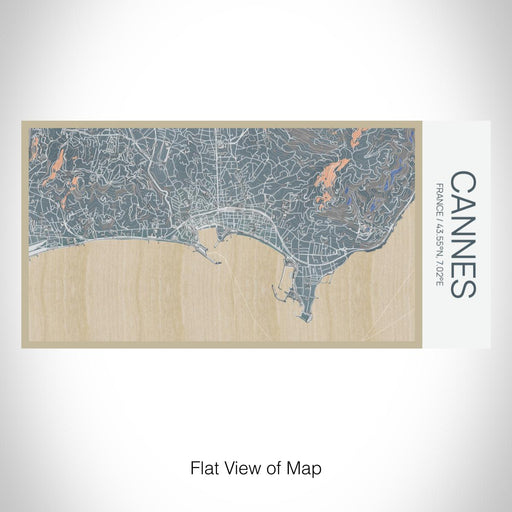 Rendered View of Cannes France Map on 17oz Stainless Steel Insulated Bottle with printed afternoon style map