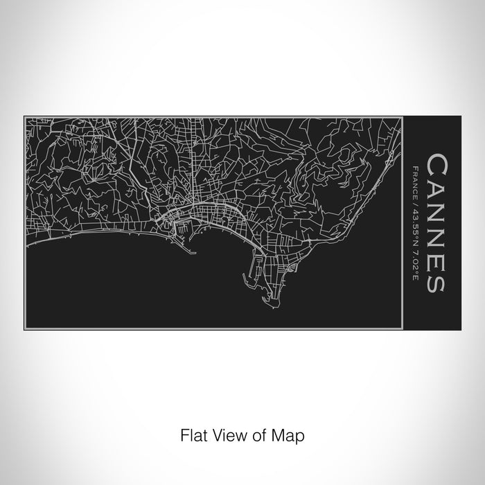 Rendered View of Cannes France Map on 17oz Stainless Steel Insulated Cola Bottle in Black
