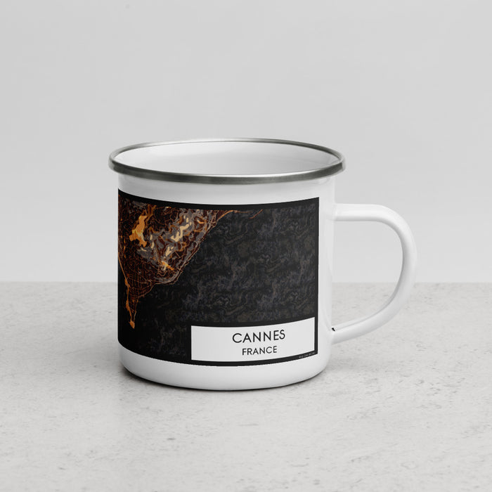 Right View Custom Cannes France Map Enamel Mug in Ember