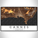 Cannes France Map Print Landscape Orientation in Ember Style With Shaded Background