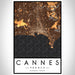 Cannes France Map Print Portrait Orientation in Ember Style With Shaded Background