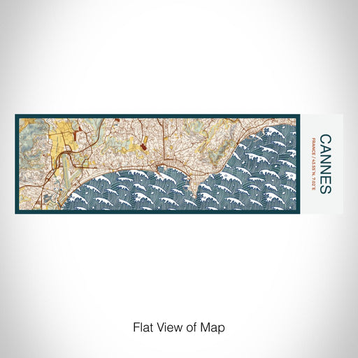 Rendered View of Cannes France Map on 10oz Stainless Steel Insulated Cup in Woodblock with Sliding Lid