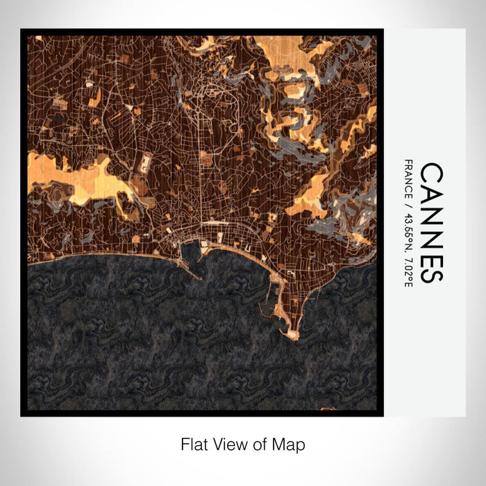 Rendered View of Cannes France Map on 17oz Stainless Steel Insulated Tumbler in Ember Map Style