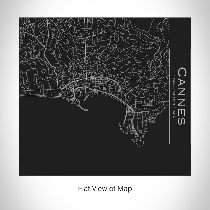 Rendered View of Cannes France Map on 17oz Stainless Steel Insulated Tumbler in Black