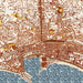 Cannes France Map Print in Woodblock Style Zoomed In Close Up Showing Details