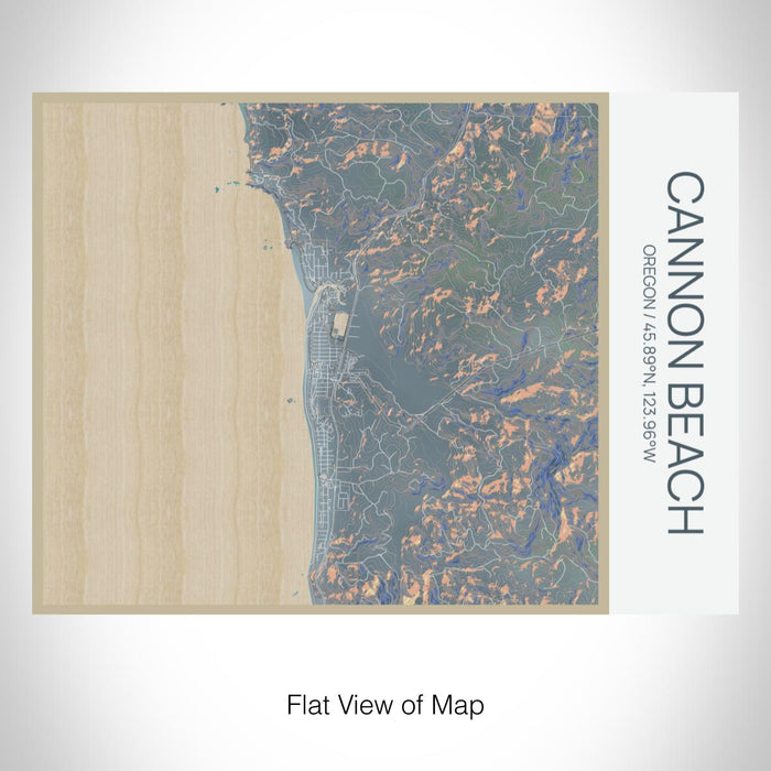 Rendered View of Cannon Beach Oregon Map on 20oz Stainless Steel Insulated Bottle with Bamboo Top with printed afternoon style map