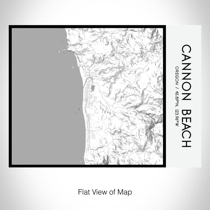 Rendered View of Cannon Beach Oregon Map on 20oz Stainless Steel Insulated Bottle with Bamboo Top with printed classic style map