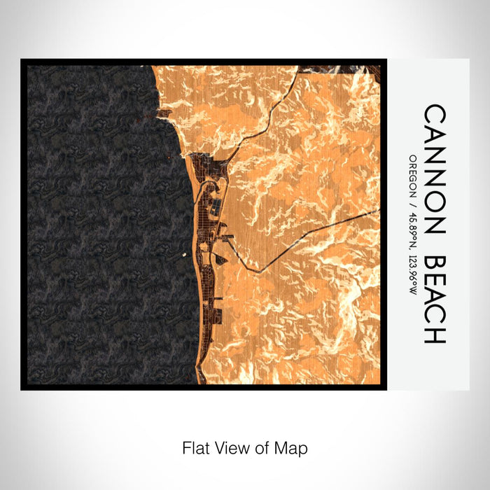 Rendered View of Cannon Beach Oregon Map on 20oz Stainless Steel Insulated Bottle with Bamboo Top with printed ember style map