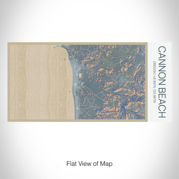 Rendered View of Cannon Beach Oregon Map on 17oz Stainless Steel Insulated Bottle with printed afternoon style map