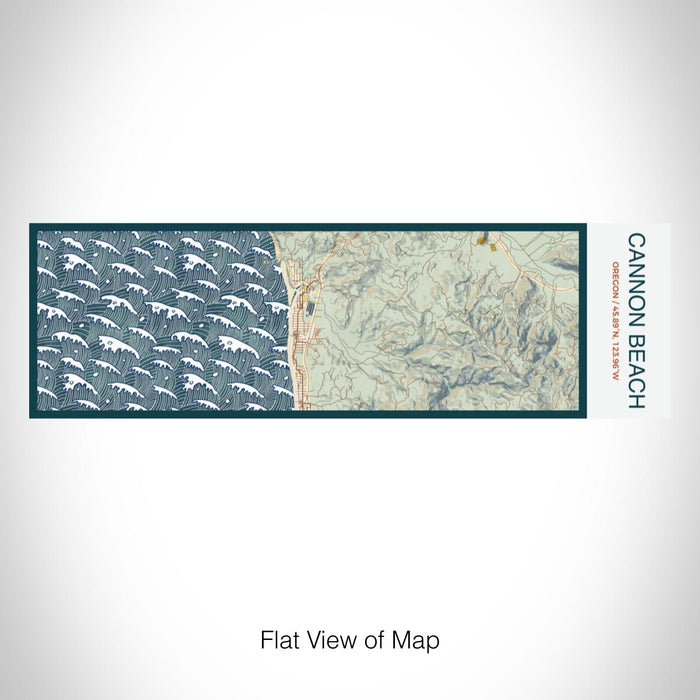 Rendered View of Cannon Beach Oregon Map on 10oz Stainless Steel Insulated Cup in Woodblock with Sliding Lid
