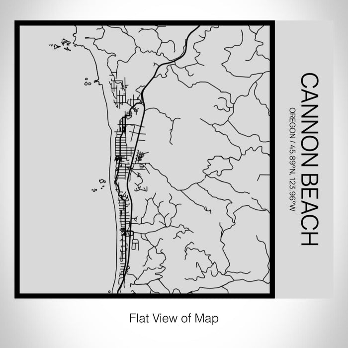 Rendered View of Cannon Beach Oregon Map on 17oz Stainless Steel Insulated Tumbler in Tactile Lines with Succulent in Background