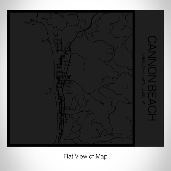 Rendered View of Cannon Beach Oregon Map on 17oz Stainless Steel Insulated Tumbler in Matte Black with Tactile Lines