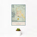 12x18 Cañon City Colorado Map Print Portrait Orientation in Woodblock Style With Small Cactus Plant in White Planter