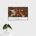 16x24 Cañon City Colorado Map Print Landscape Orientation in Ember Style With Tropical Plant Leaves in Water