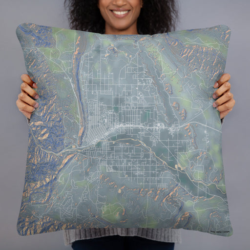 Person holding 22x22 Custom Cañon City Colorado Map Throw Pillow in Afternoon