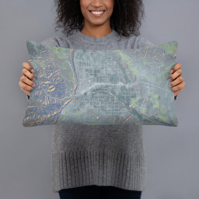 Person holding 20x12 Custom Cañon City Colorado Map Throw Pillow in Afternoon