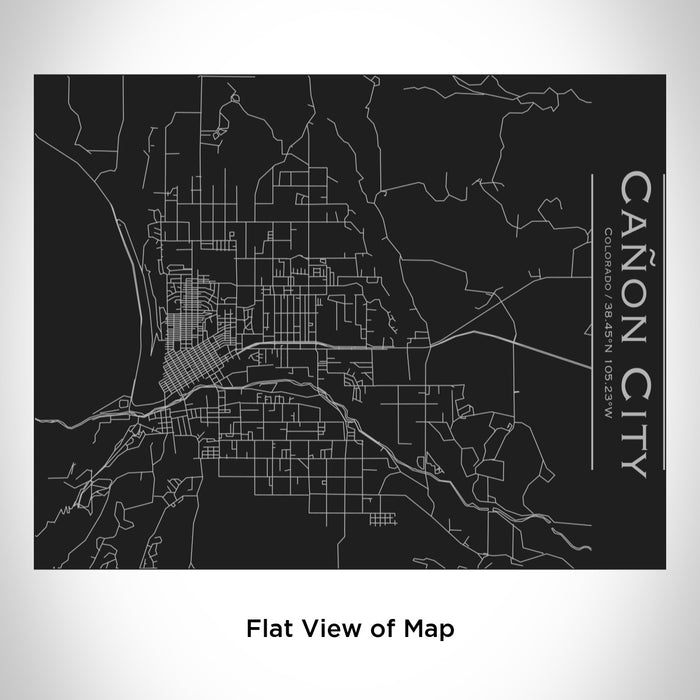 Rendered View of Cañon City Colorado Map Engraving on 20oz Stainless Steel Insulated Bottle with Bamboo Top in Black