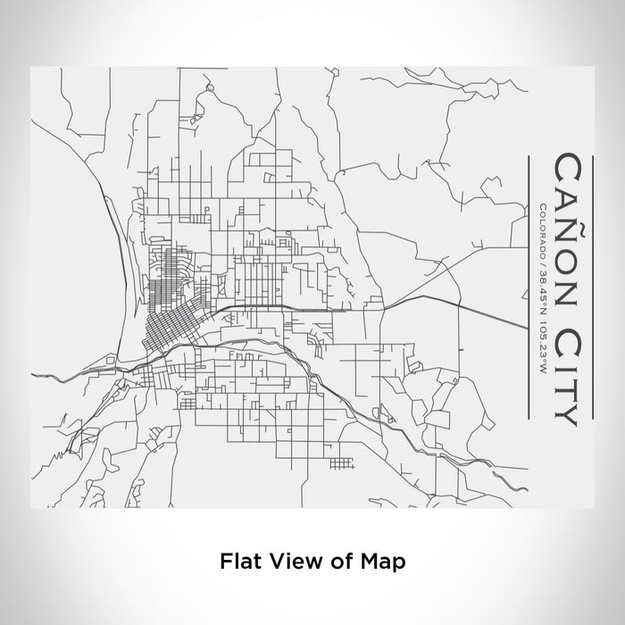 Rendered View of Cañon City Colorado Map Engraving on 20oz Stainless Steel Insulated Bottle with Bamboo Top in White