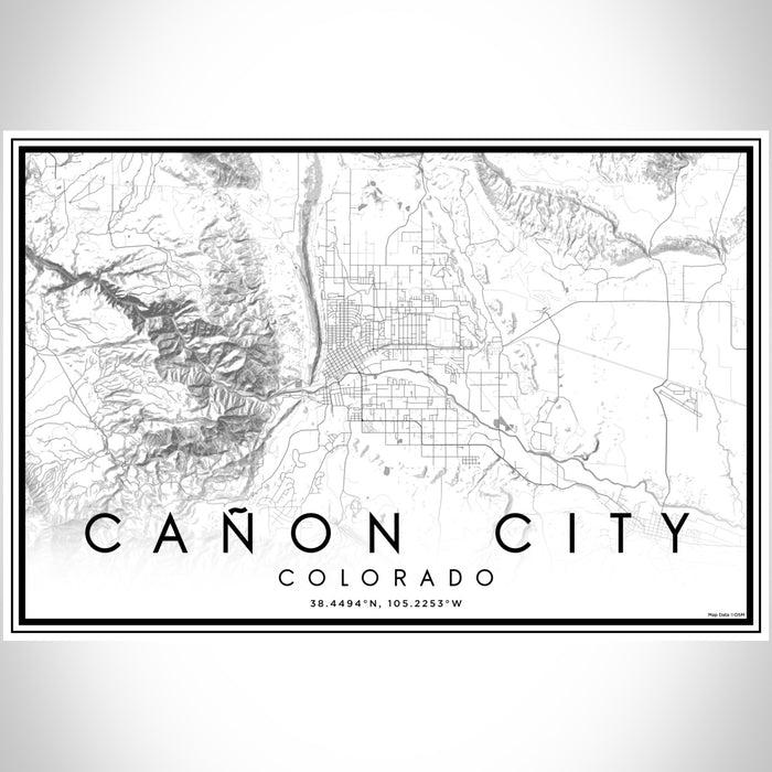 Cañon City Colorado Map Print Landscape Orientation in Classic Style With Shaded Background