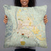 Person holding 22x22 Custom Cañon City Colorado Map Throw Pillow in Woodblock