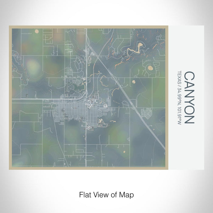 Rendered View of Canyon Texas Map on 20oz Stainless Steel Insulated Bottle with Bamboo Top with printed afternoon style map
