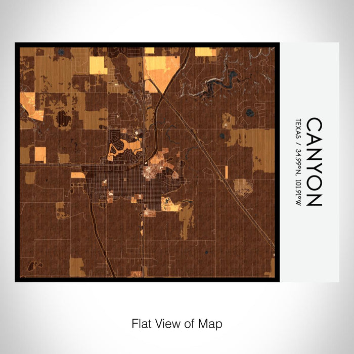 Rendered View of Canyon Texas Map on 20oz Stainless Steel Insulated Bottle with Bamboo Top with printed ember style map