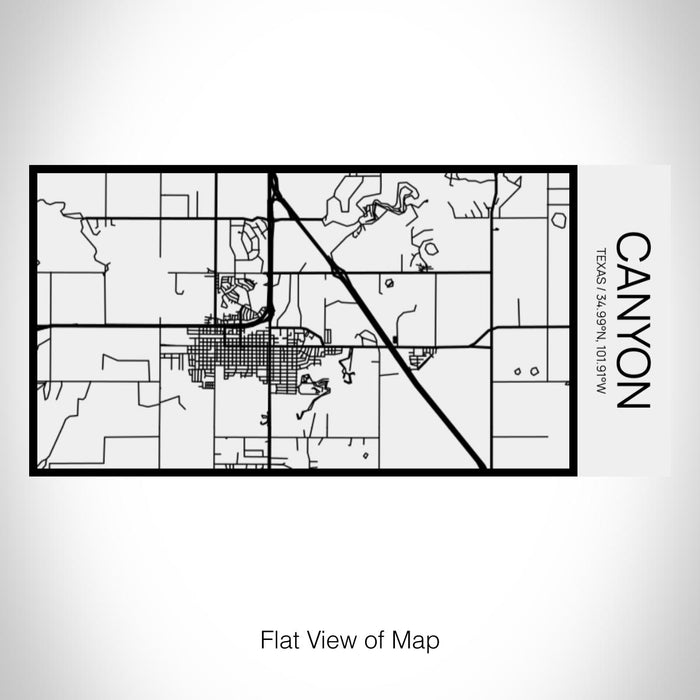 Rendered View of Canyon Texas Map on 17oz Stainless Steel Insulated Cola Bottle in Stainless in Matte White