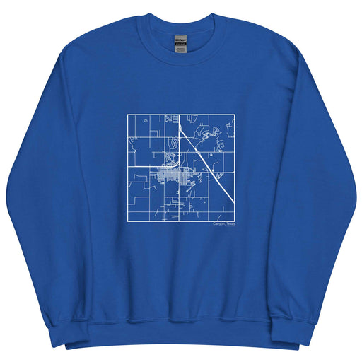 Canyon Texas  Map Unisex Crewneck Sweater with City inscription in Royal Blue