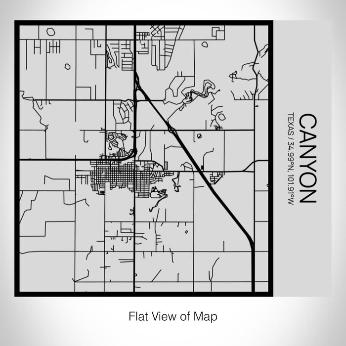 Rendered View of Canyon Texas Map on 17oz Stainless Steel Insulated Tumbler in Tactile Lines with Succulent in Background
