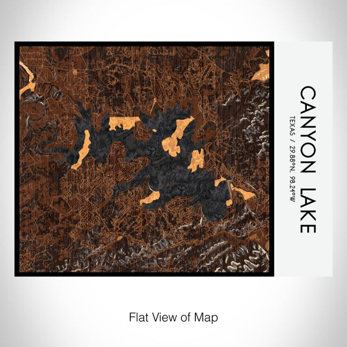 Rendered View of Canyon Lake Texas Map on 20oz Stainless Steel Insulated Bottle with Bamboo Top with printed ember style map