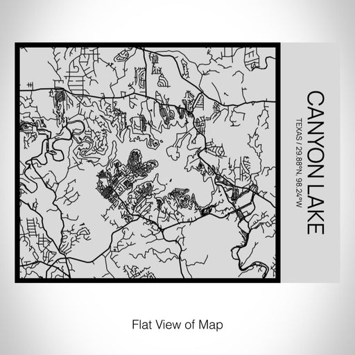 Rendered View of Canyon Lake Texas Map on 20oz Stainless Steel Insulated Bottle with Bamboo Top with printed Tactile Lines Map in Black