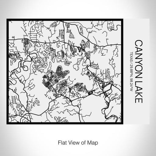 Rendered View of Canyon Lake Texas Map on 20oz Stainless Steel Insulated Bottle with Bamboo Top in Matte White with printed Tactile Lines Map in Black