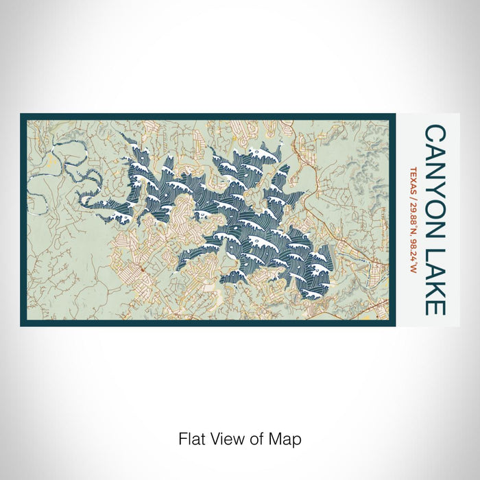Rendered View of Canyon Lake Texas Map on 17oz Stainless Steel Insulated Bottle with printed woodblock style map