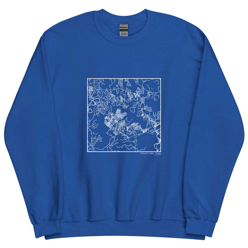 Canyon Lake Texas  Map Unisex Crewneck Sweater with City inscription in Royal Blue