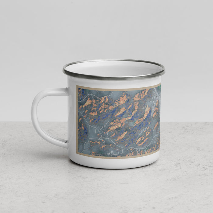 Left View Custom Canyonville Oregon Map Enamel Mug in Afternoon