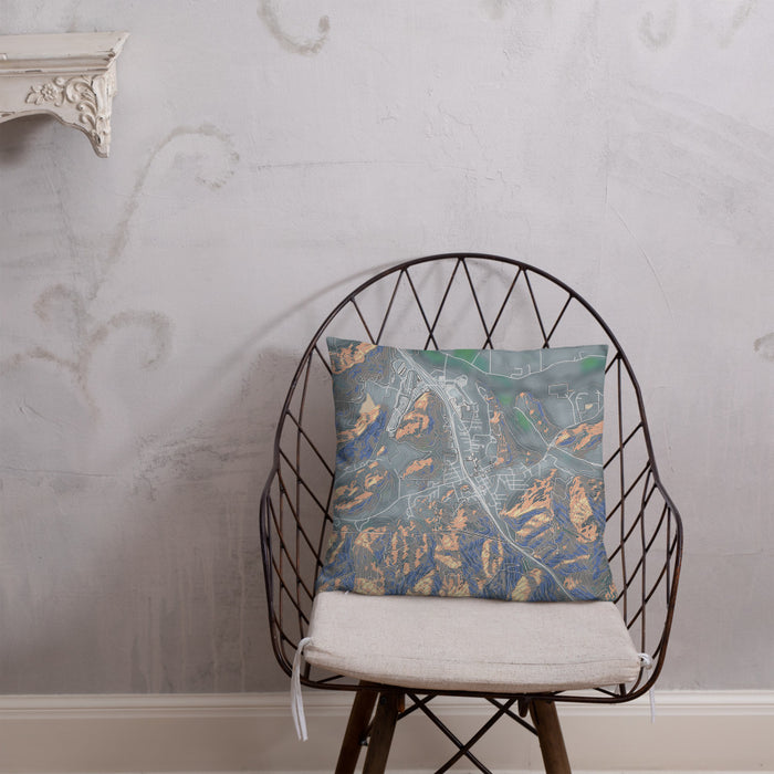 Custom Canyonville Oregon Map Throw Pillow in Afternoon on Cream Colored Couch