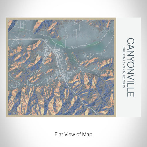 Rendered View of Canyonville Oregon Map on 20oz Stainless Steel Insulated Bottle with Bamboo Top with printed afternoon style map
