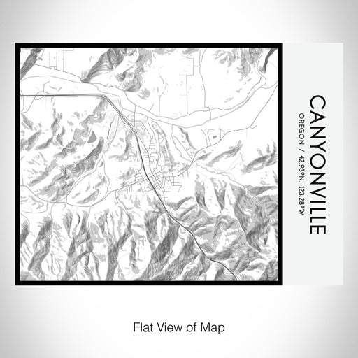 Rendered View of Canyonville Oregon Map on 20oz Stainless Steel Insulated Bottle with Bamboo Top with printed classic style map