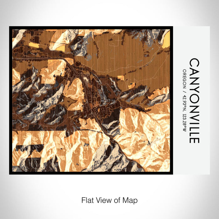 Rendered View of Canyonville Oregon Map on 20oz Stainless Steel Insulated Bottle with Bamboo Top with printed ember style map