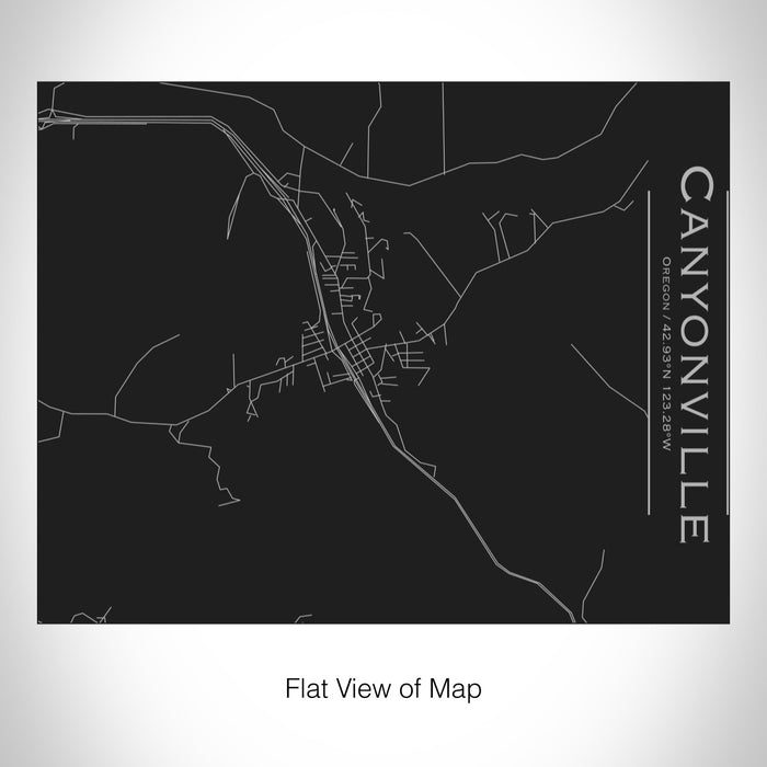 Rendered View of Canyonville Oregon Map on 20oz Stainless Steel Insulated Bottle with Bamboo Top in Black