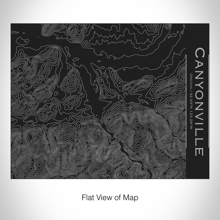 Rendered View of Canyonville Oregon Map on 20oz Stainless Steel Insulated Bottle with Bamboo Top in Black